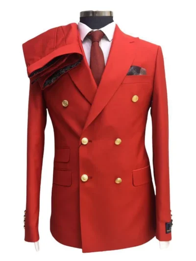 Bold Red Double-Breasted Blazer
