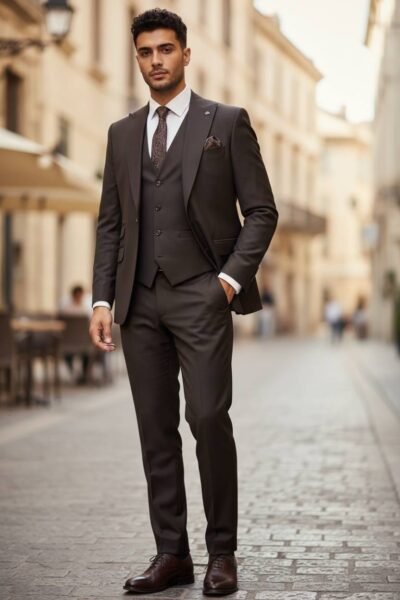 Cognac Textured Suit