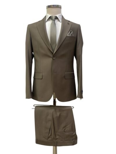 Light Taupe Textured 3 Piece Suit