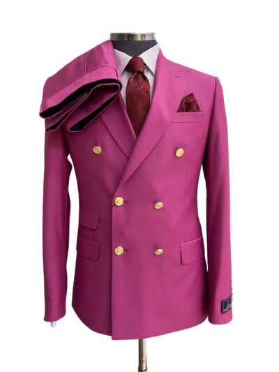 Magenta Double-Breasted Blazer